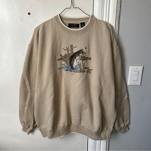 Tan Sweater with Fish Embroidery